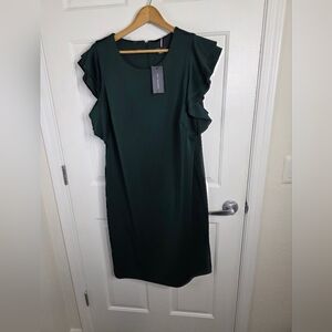Tommy Hilfiger Elegant Green Ruffle Sleeve Dress